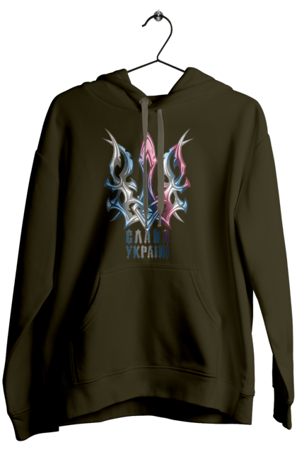 Жіноче худі з принтом "Тризуб слава Україні кольоровий". Воля, свобода, слава україні, тризуб, тризуб слава україні, україна, я українець. 2070702