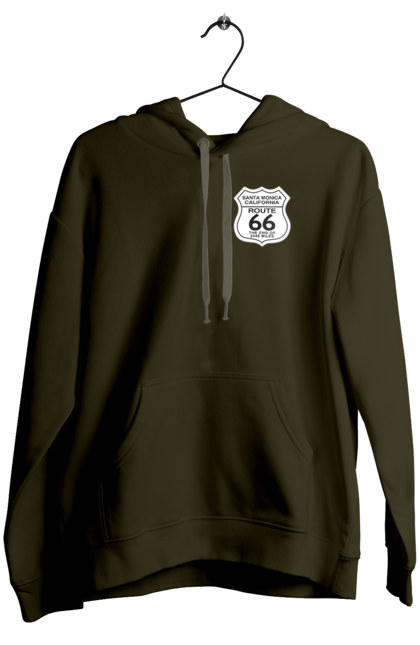 Women`s hoodie with prints Route 66. Bike, biker, biker club, bikers club, brother, brutal, dude, hot asphalt, hot horse, hot rod, motorcycle, motorcyclist, real man, road 50, road 66, road 80, roads of america, roads of ukraine, roads we choose, speed, take, thirst for speed. 2070702