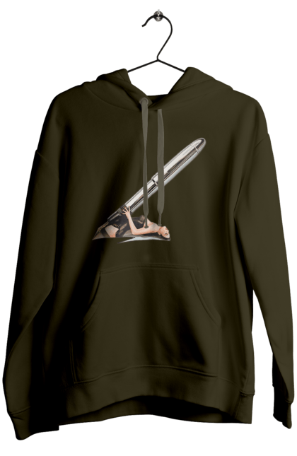 Женское худи с принтом Большой Патрон. Девушка, патрон, пуля. 2070702