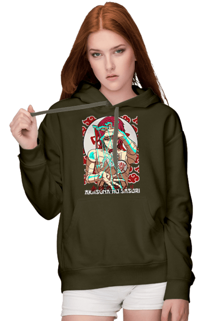 Women's hoodie with prints Naruto Sasori. Anime, character, manga, naruto, ninja, sasori, tv series. 2070702