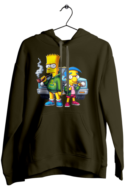 Women's hoodie with prints Bart Breaking Bad. Bart, breaking bad, cartoon, character, laboratory, milhouse, serial, simpson, simpsons. 2070702