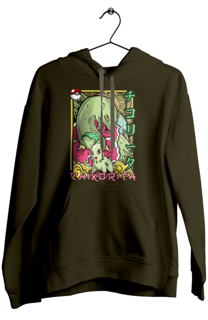 Women's hoodie with prints Pokemon Chikorita. Anime, chikorita, games, nintendo, pokemon, pokemon go. 2070702