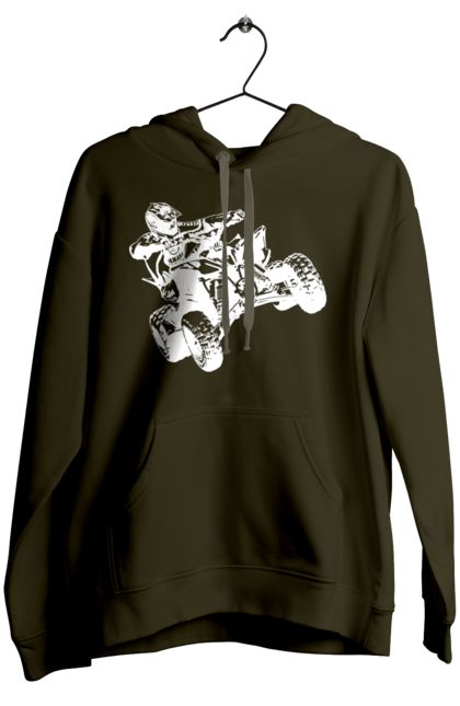 Women`s hoodie with prints Man On Atv White. Atv, extreme, race. 2070702