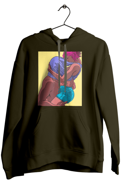 Women`s hoodie with prints Man Under The T-Shirt In Girls. Boobs, passion. 2070702