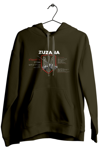 Жіноче худі з принтом "Zuzana (САУ) англійська". Zuzana, гаубиця, залужний, сюзанна, тренди. 2070702