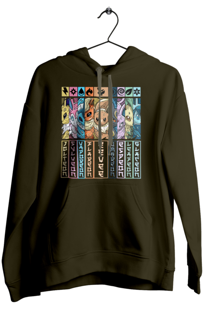 Women's hoodie with prints Pokemon Eeveelutions. Eevee, eeveelutions, nintendo, pokemon, pokemon go, umbreon. 2070702