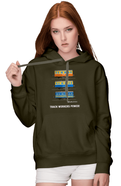 Women`s hoodie with prints Track Workers Power! Railcar AS1A. As1a, motorcar, rail, railcar, railway, track, track workers, ukrzaliznytsia. 2070702