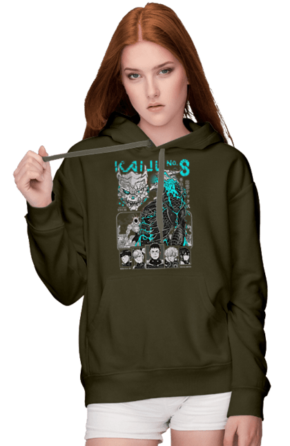 Women's hoodie with prints Kaiju № 8 Kafka Hibino. Anime, hibino kafka, kafka hibino, kaiju, kaiju 8, kaiju 8, kaiju № 8, manga. 2070702