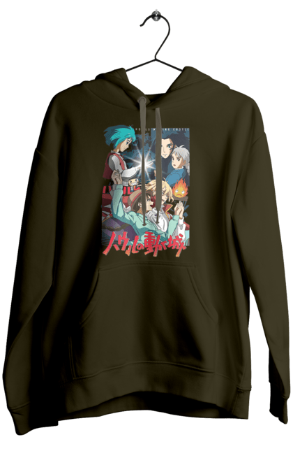 Women's hoodie with prints Howl's Moving Castle. Calcifer, cartoon, ghibli, haul, howl`s moving castle, moving castle, novel, sophie. 2070702