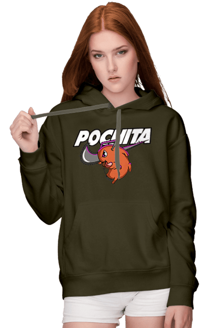 Women's hoodie with prints Chainsaw Man Pochita. Anime, chainsaw man, demon, manga, pochita, shonen. 2070702