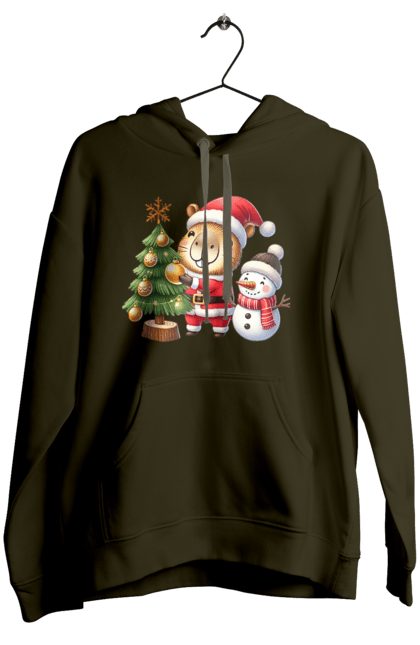 Women's hoodie with prints Christmas Capybara with a Tree. Animal, capybara, christmas, christmas capybara, christmas tree, gift, holiday, new year, new year`s gift, santa. 2070702