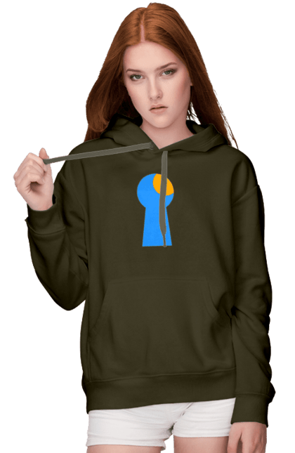 Women`s hoodie with prints Замочная скважина. Castle, cleft, door, interest, key, light through, open the door, well. 2070702