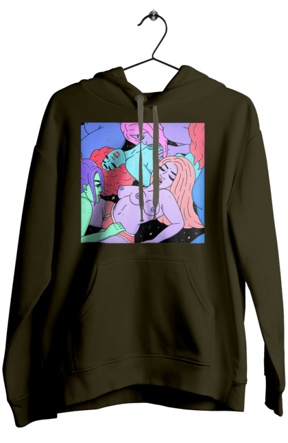 Жіноче худі з принтом "Дівчата Інопланетянки". Дівчата, інопланетянки, космос, різнокольорові. 2070702