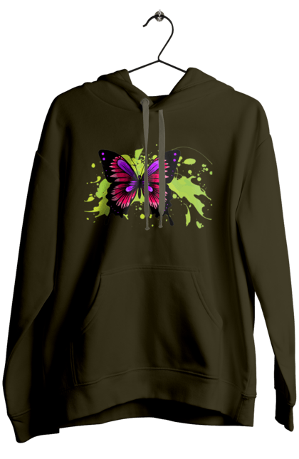 Women`s hoodie with prints Pink Butterfly. Butterfly. 2070702