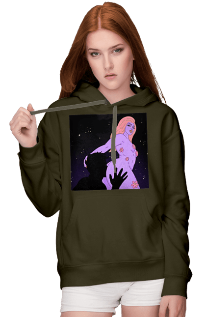 Жіноче худі з принтом "Фіолетова Дівчина". Дівчина, тіло. 2070702