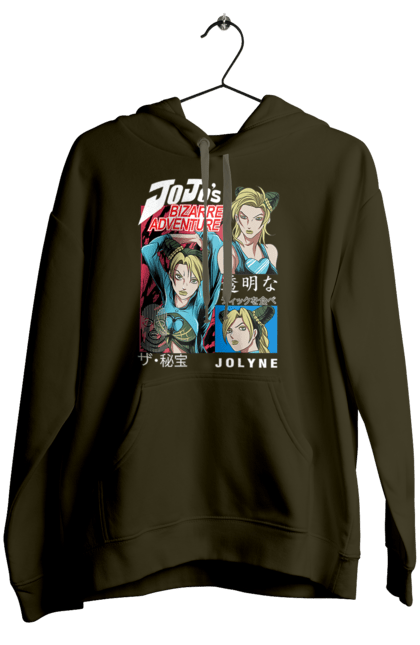 Women's hoodie with prints JOJO Jolyne Cujoh. Anime, jojo, jojo`s bizarre adventure, jojo’s bizarre adventure, jolyne cujoh, manga. 2070702