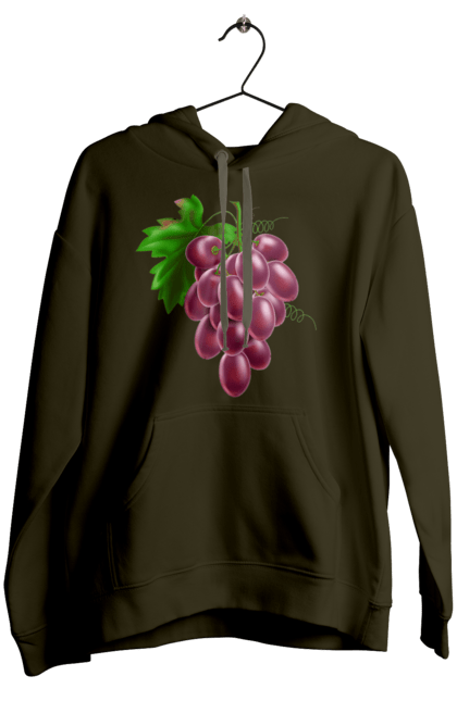 Женское худи с принтом Виноград. Виноград, фрукт. 2070702