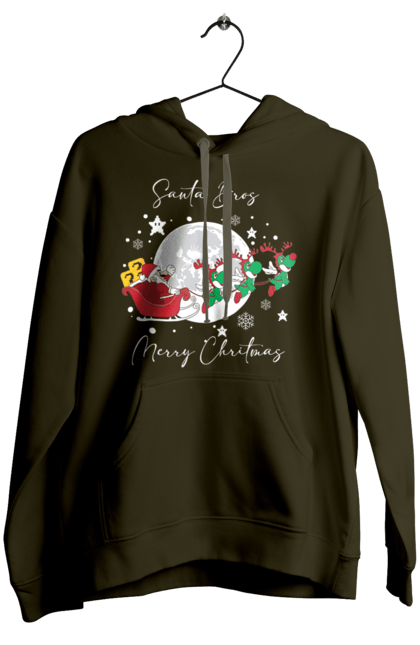 Women`s hoodie with prints Super Mario Bros: Merry Christmas. Character, christmas, game, mario, mario bros, merry christmas, nintendo, santa claus, super mario bros. 2070702