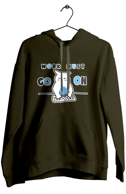 Жіноче худі з принтом "Робота не вовк". Айті, кіт, коти, котики, робота. 2070702