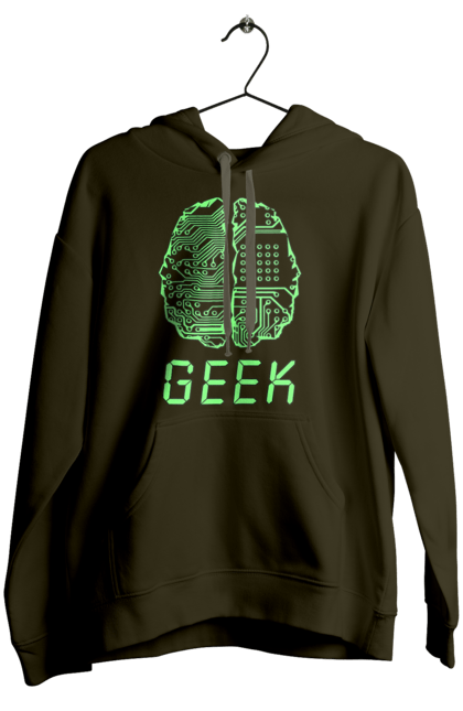 Жіноче худі з принтом "Гик Мозок Неоновий". Айті, айтішник, гик, друкована плата, зелений, знання, інженер, кібер, кібернетика, кіборг, код, комп, комп’ютерник, кристал, мікросхема, мозок, неон, неоновий, програміст, професіонал, професія, розробник, розум, світиться, світло, чіп. 2070702