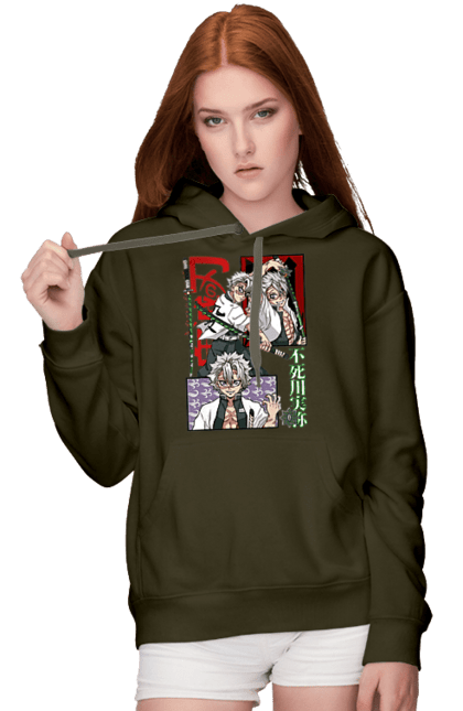 Women's hoodie with prints Demon Slayer Sanemi. Anime, demon slayer, kimetsu no yaiba, manga, sanemi, sanemi shinazugawa, serial. 2070702