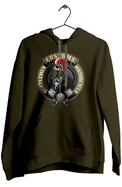 Жіноче худі з принтом "джентльменський мотоцикл". Джентельмен, джентльмен, мотоцикл, череп, шолом. 2070702