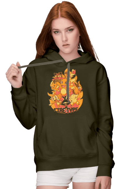 Women's hoodie with prints Pokemon Charmander. Anime, charmander, games, nintendo, pokemon, pokemon go. 2070702