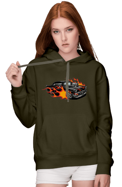 Women`s hoodie with prints Fire Machine. Car. 2070702