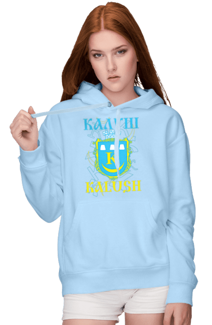 Жіноче худі з принтом "Місто Калуш". Герб, калуш, міста україни, місто, напис, типографіка, україна. futbolka.stylus.ua