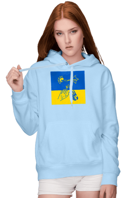 Жіноче худі з принтом "Студентська республіка". Активіст, волонтер, волонтерський рух, гуманітарна допомога, гуманітарна місія, допомога, захист, студреспубліка, українська спільна справа. futbolka.stylus.ua