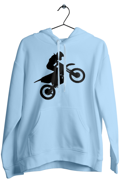 Жіноче худі з принтом "Силует Мотоцикліста". Мотоцикл, мотоцикліст, шолом. CustomPrint.market