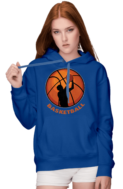 Жіноче худі з принтом "Гра Баскетбол". Баскетбол, баскетболіст, гра баскетбо, фаворит. futbolka.stylus.ua