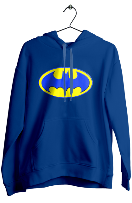 Жіноче худі з принтом "Бетмен жовто блакитний логотип". Бетмен, бетмен логотип, україна. CustomPrint.market