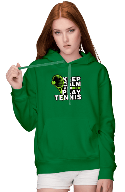 Жіноче худі з принтом "Keep Calm And Play Tennis". Keep calm, великий теніс, зберігай спокій, спорт, теніс, тенніс. futbolka.stylus.ua