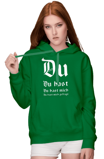 Жіноче худі з принтом "Du Hast Рамштайн". Du hast, готичний, група, індастріал метал, концерт, ліндеманн, музика, німеччина, панк, пісня, рамштайн, рок, слова, текст, тілль. ART принт на футболках
