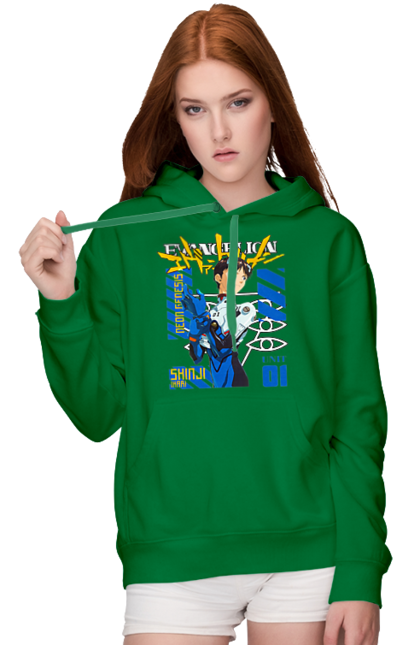 Жіноче худі з принтом "Evangelion". Аніме, єва, євангеліон, манга, нерв. Funkotee