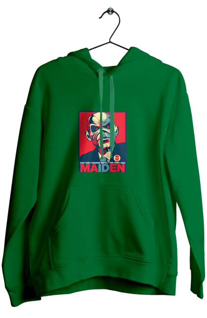 Жіноче худі з принтом "Iron maiden". Band logo, heavy music, iron maiden, monster, rock, rock band, rock music. PrintMarket - інтернет-магазин одягу та аксесуарів з принтами плюс конструктор принтів - створи свій унікальний дизайн