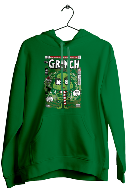 Жіноче худі з принтом "The Grinch". Грінч, зима, санта, щасливого різдва. Funkotee