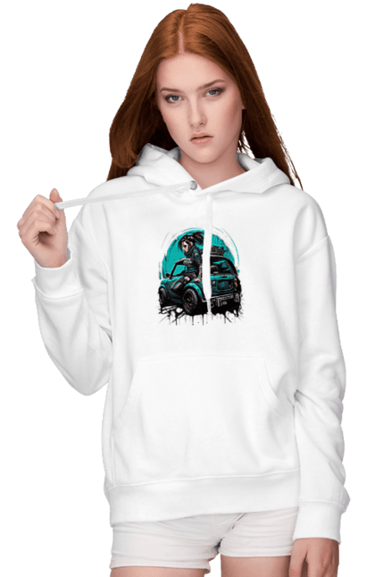 Жіноче худі з принтом "Кіберпанк дівчина". Арт, графіка, дівчата, ігри, кіберпанк, малюнок. 2070702