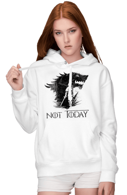 Women's hoodie with prints Game of Thrones Arya. Arya, game, got, not today, stark, starks, thrones, tv show, wolf, wolves. 2070702