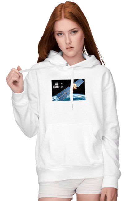 Жіноче худі з принтом "Комсос за донати". Війна, допомога армії, карти, космос, переможемо, притула, русні пизда, супутник за донати, фантастика. 2070702