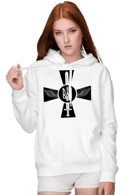 Жіноче худі з принтом "Україна герб". Герб, крила, меч, україна. 2070702