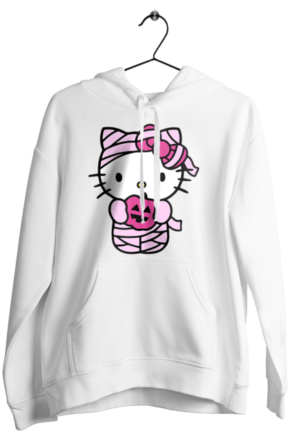 Жіноче худі з принтом "Хелло Кітті Хелловін". Halloween, hello kitty, mummy, бренд, кіт, кошеня, мумія, персонаж, хелло кітті, хелловін. 2070702