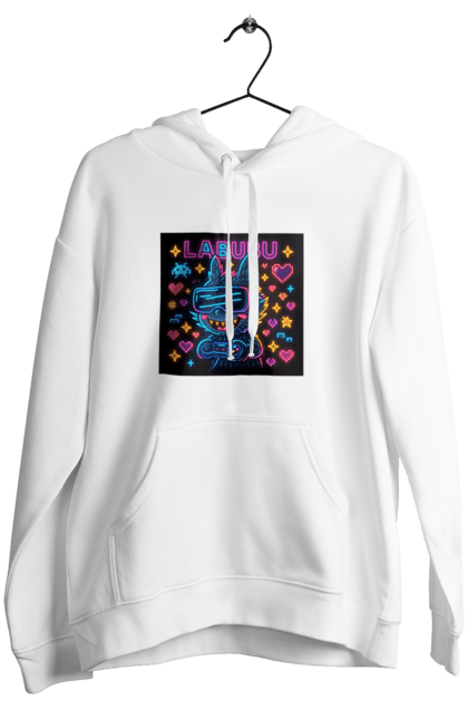 Жіноче худі з принтом "Лабубу". Vrочки, геймеркультура, геймпад, іконкиаркади, кіберарт, лабубу, неонгеймінг, піксельарт, ретроаркада, світиться. 2070702