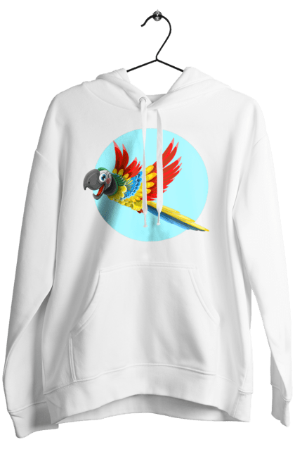 Жіноче худі з принтом "Папуга". Барвистий папуга, какаду, кольоровий папуга, папуга, що летить. 2070702
