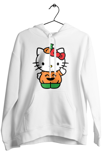 Жіноче худі з принтом "Хелло Кітті Хелловін". Halloween, hello kitty, бренд, гарбуз, кошеня, персонаж, хелло кітті, хелловін. 2070702