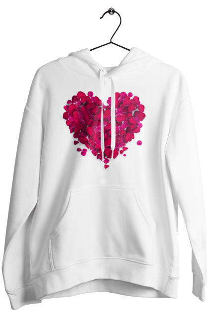 Women`s hoodie with prints Heart From Rose Petals. Petals, rose flower. 2070702