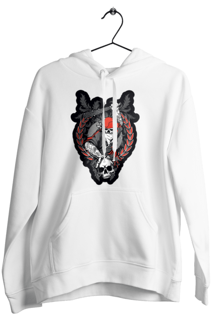 Women's hoodie with prints Skeleton with a bat. Bit, bones, cap, gang, nails, scull, skeleton, tattoo, teeth. 2070702