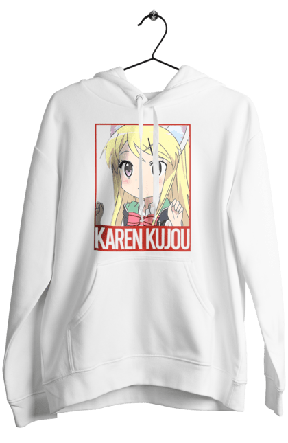 Женское худи с принтом Золотая мозаика Карен Кудзё. Anime, karen kujo, kiniro mosaic, kinmoza, manga, аниме, золотая мозаика, карен, карен кудзё, манга. 2070702