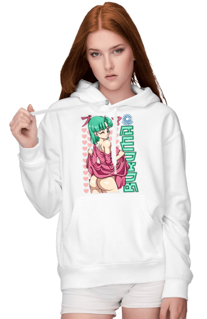 Women's hoodie with prints Dragon Ball Bulma. Anime, bulma, dragon ball, goku, manga, tv series, vegeta. 2070702